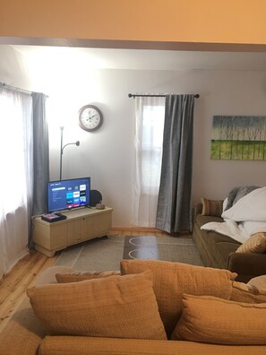 Smart TV, DVD player, books, video library