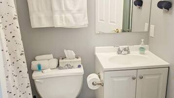 Ducha, secador de pelo, toallas