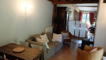 テレビ、暖炉、DVD プレーヤー、卓球台