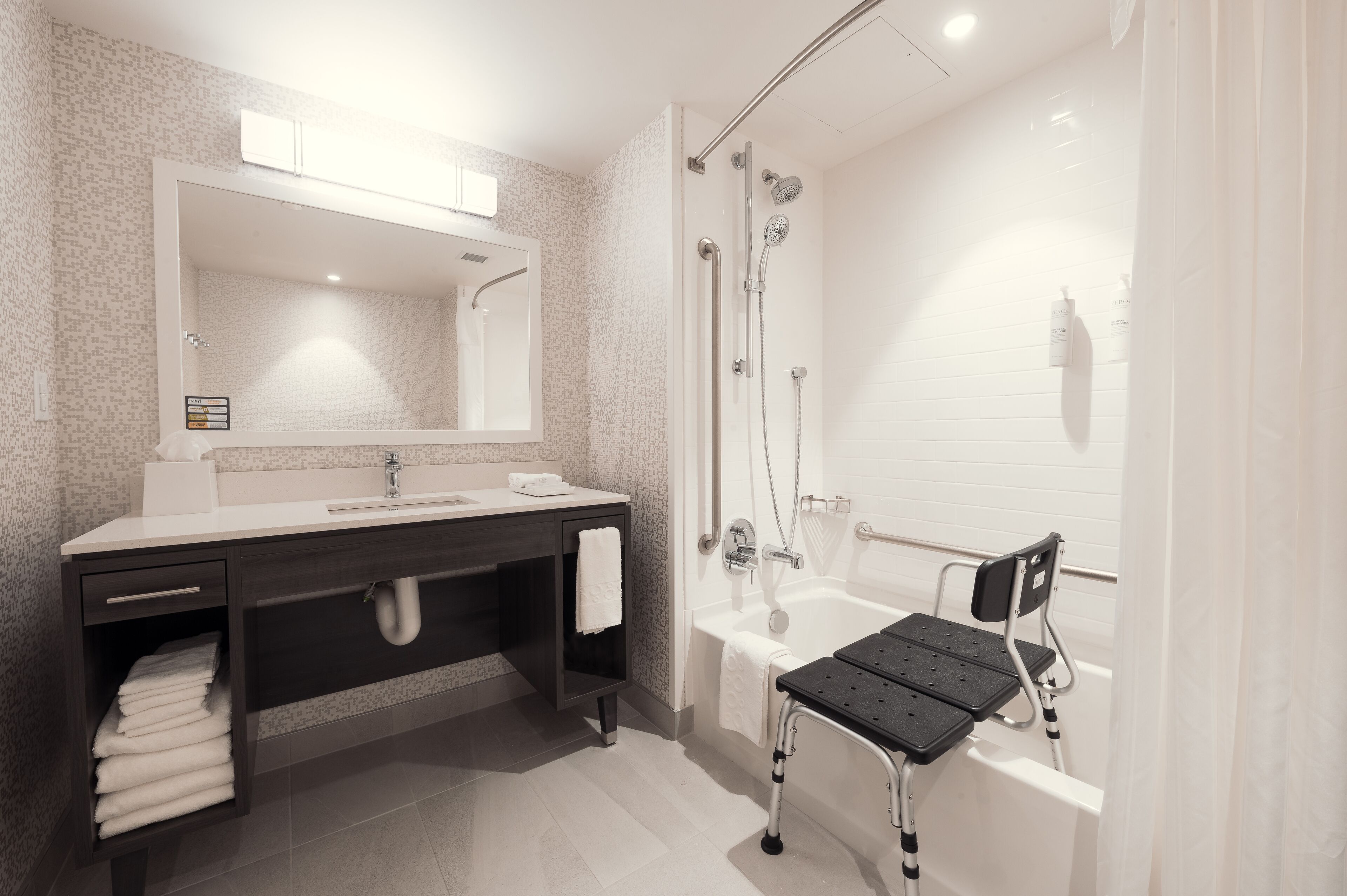studio, 1 king bed, accessible, bathtub (mobility & hearing) | bathroom | rainfall showerhead, hair dryer, towels, soap