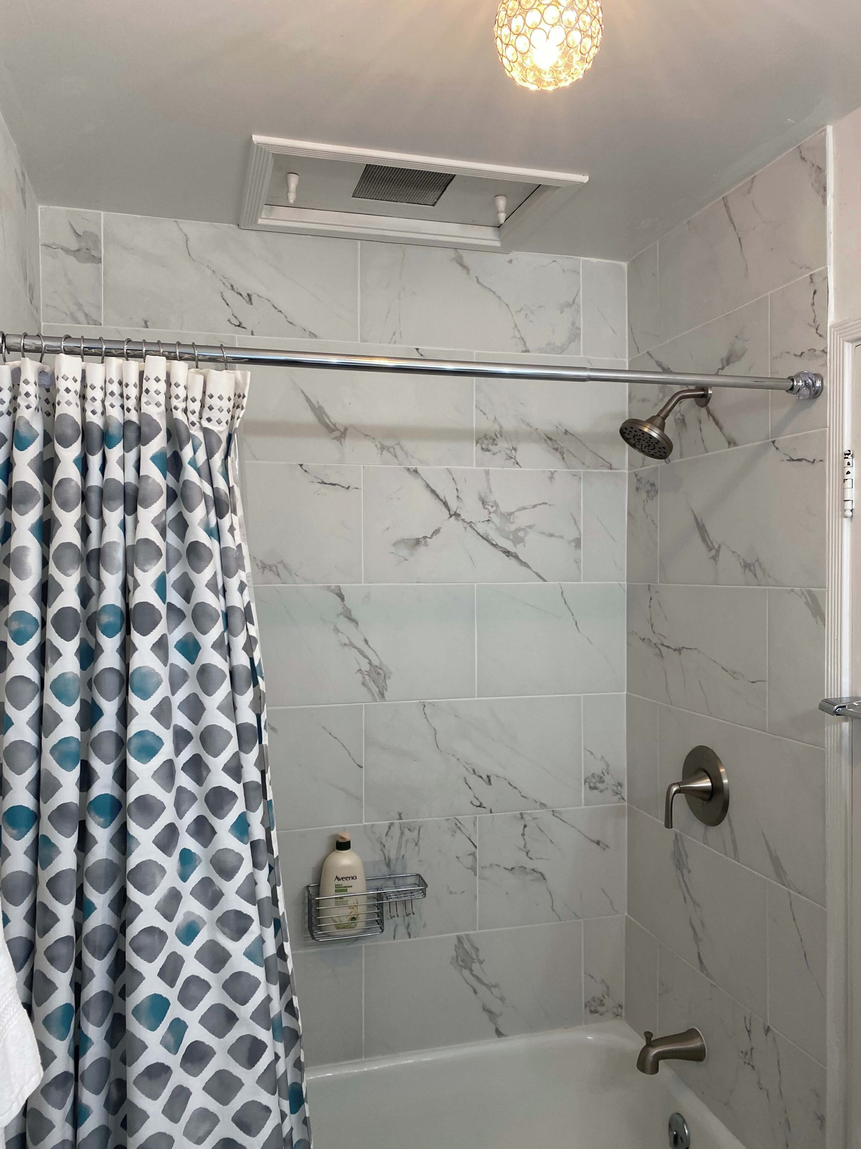 Hair dryer, shampoo, toilet paper