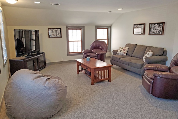 Plenty of comfortable seating, Netflix, and a Blu-Ray player for you to hang out