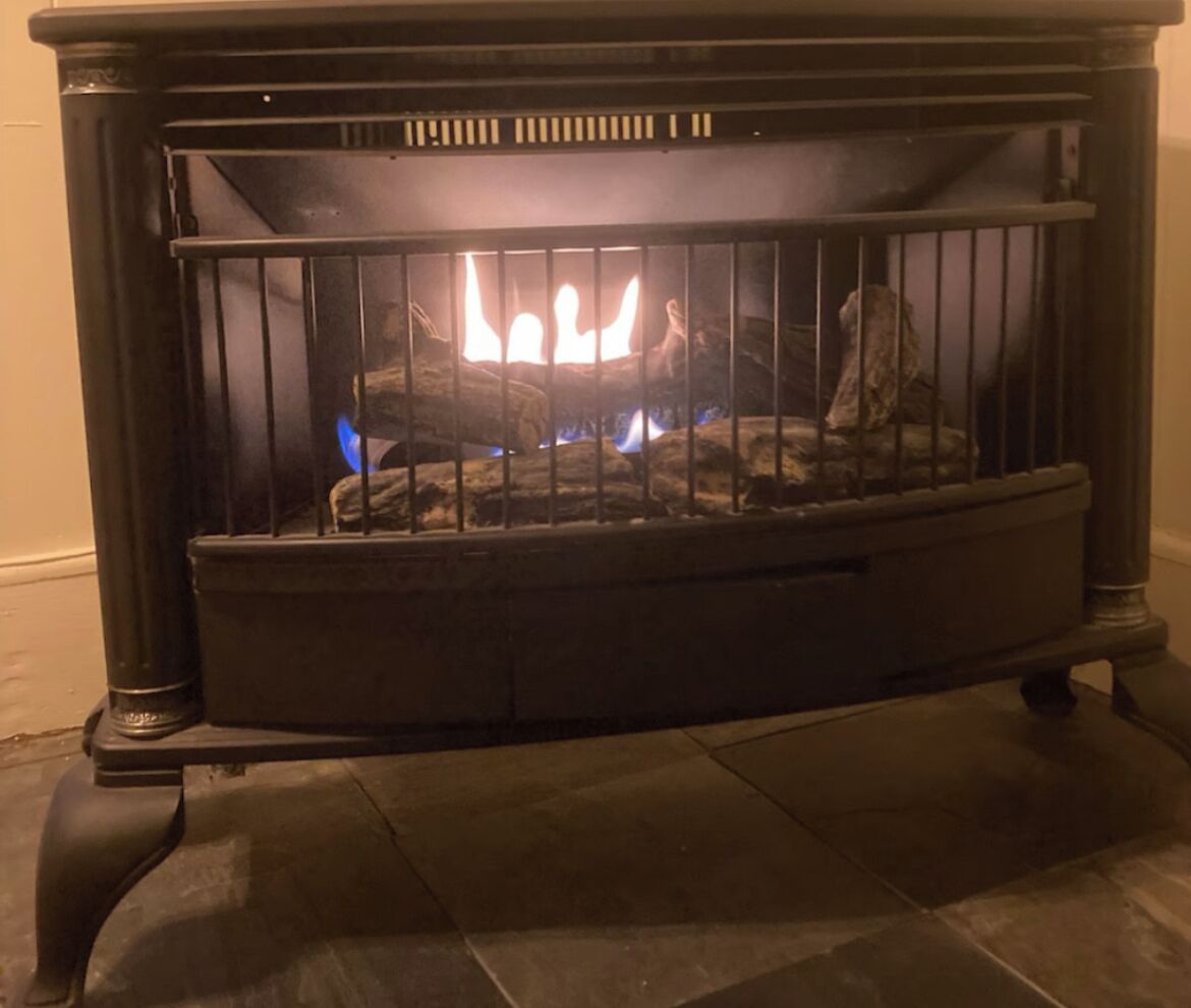 Gas logs in living room