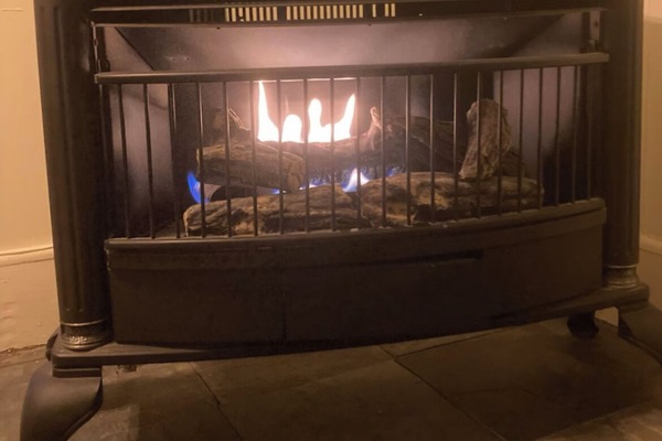 Gas logs in living room