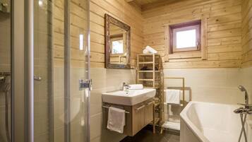 Bathtub, hair dryer, towels