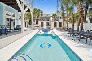 A heated pool - Frangista Breeze with  Pool, Beach Chair Setup, and Private Beach (Miramar Beach)