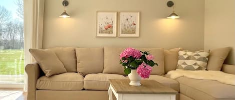 Smart TV, fireplace, DVD player