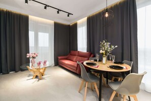 Dining - Elegant Apartment with Balcony | Garage Parking & Air Conditioning (Poznan)