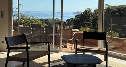 Renovated house, view of the sea and Ile Rousse. Beach access on foot. Swimming pool, terraces.