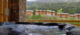 'Chalet Pramaria - Apt L'Arcelle' met uitzicht op de bergen, WiFi en airconditioning