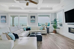 Smart TV, fireplace - Affinity- Oceanfront retreat, 7 bedrooms, sleeps 20, with private pool and stunning views. (Oak Island)