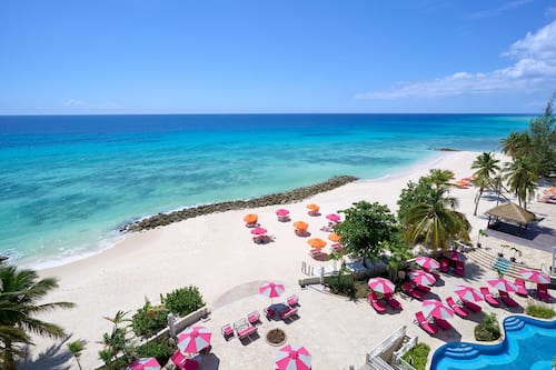 On the beach, white sand