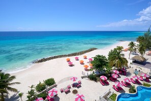 On the beach, white sand