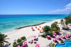 On the beach, white sand