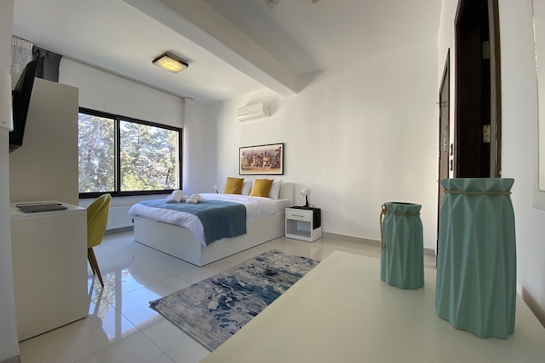 Habitación básica doble | Minibar, caja de seguridad en la habitación y escritorio