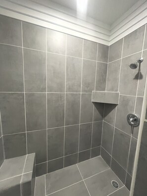 Shower, towels, toilet paper