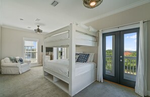 4 bedrooms, desk, iron/ironing board, travel cot