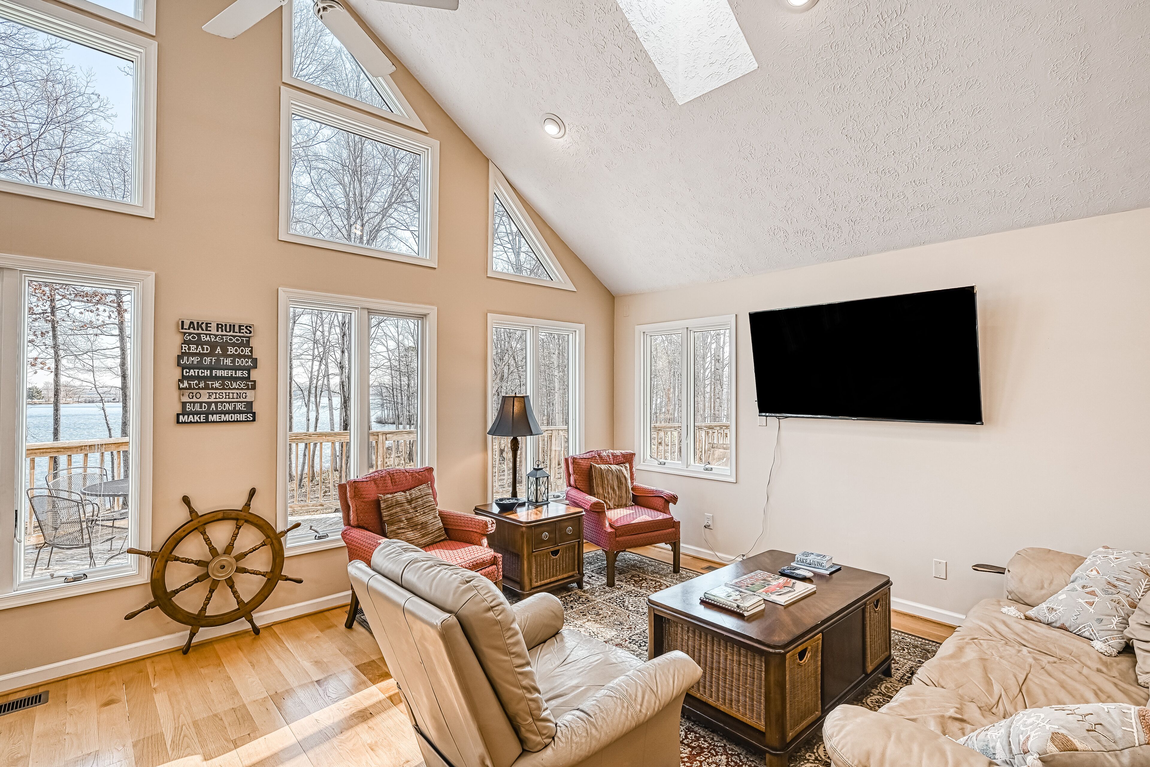 TV, DVD player, books