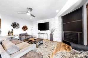 TV, fireplace, table tennis