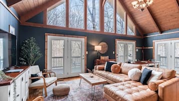 TV connectée, cheminée, chaîne hi-fi