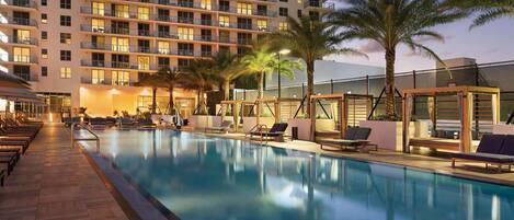An infinity pool, a heated pool