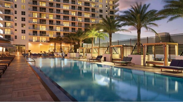 An infinity pool, a heated pool