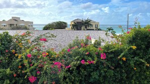 Vista costera con edificios y playa.