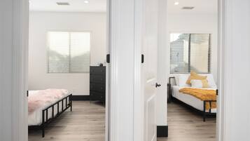 5 bedrooms, desk, laptop workspace, iron/ironing board