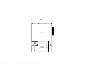 A floor plan with a living room measuring 21'1' x 18'10', a kitchen measuring 17'5' x 10'10', and a fireplace.