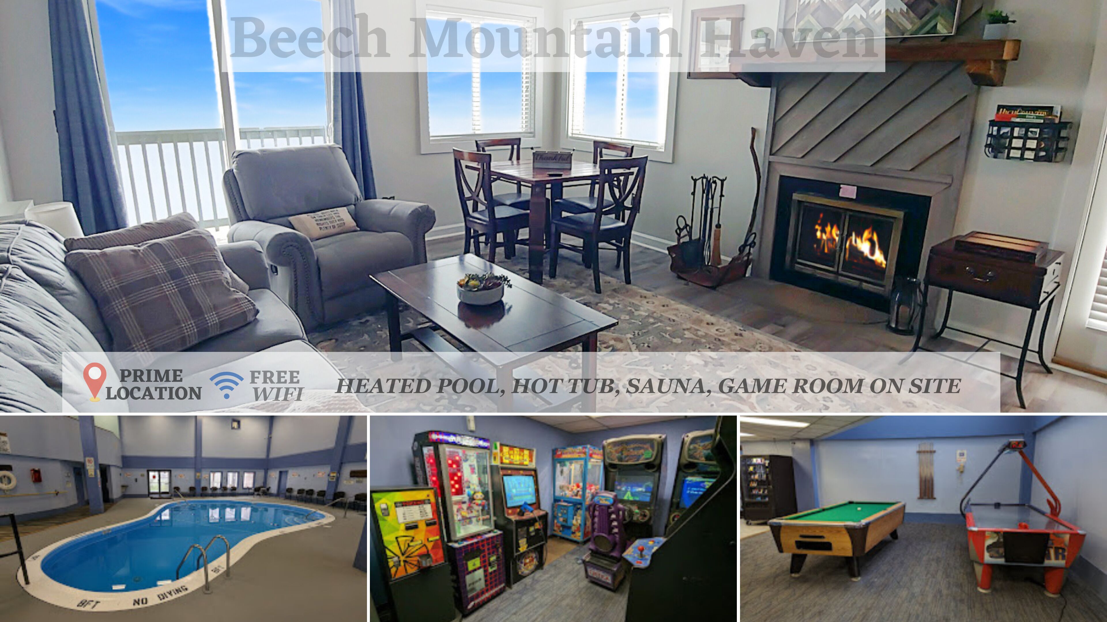 Stylish Skiing Gem: Pool/Hot Tub, Sauna, Fireplace, Resort Activity Center.