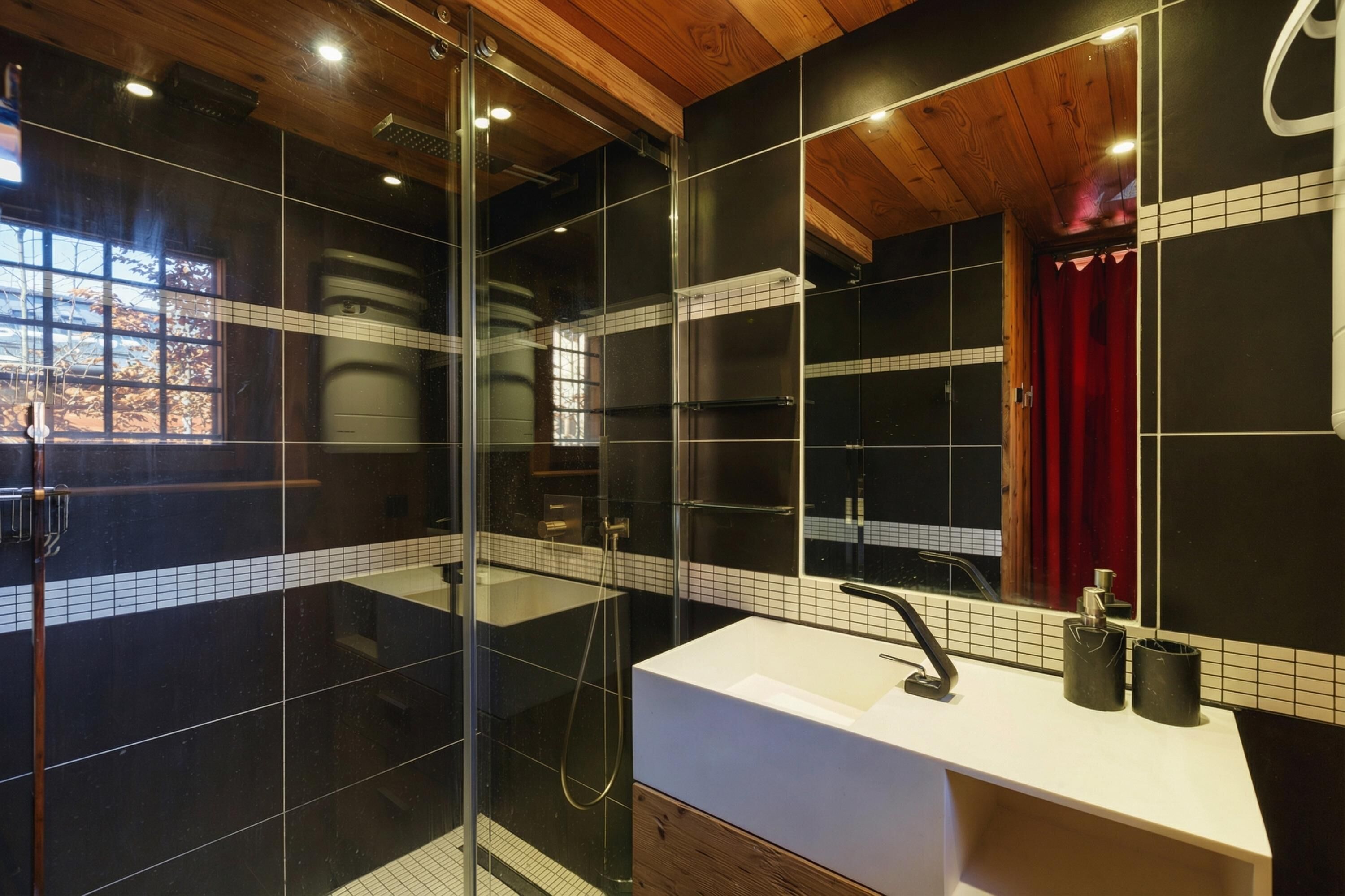 Ensemble douche/baignoire, serviettes fournies