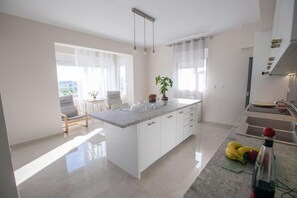 Fridge, oven, stovetop, coffee/tea maker