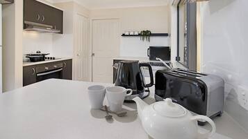 Fridge, microwave, dishwasher, toaster