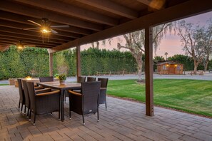 Outdoor dining - Pool, Sports Court, Game Garage, & Fire Pit | Olivano Ranch by AvantStay (Palm Desert)