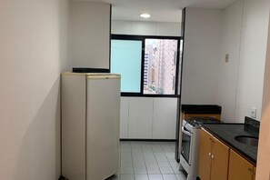 Mini-fridge, microwave, stovetop, toaster