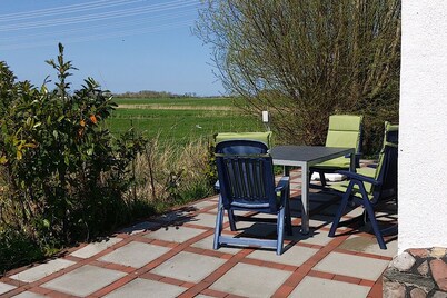 Friedrichstadt: Thatched-roof cottage on the Eider dike with sun terrace near the North Sea