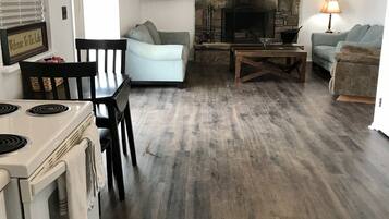 Smart TV, fireplace, video games, books