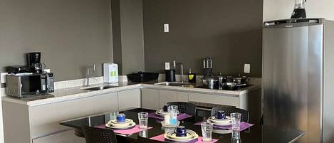 Apartment | Private kitchen | Full-size fridge, microwave, stovetop, toaster