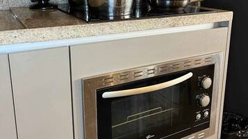 Apartment | Private kitchen | Full-size fridge, microwave, stovetop, toaster