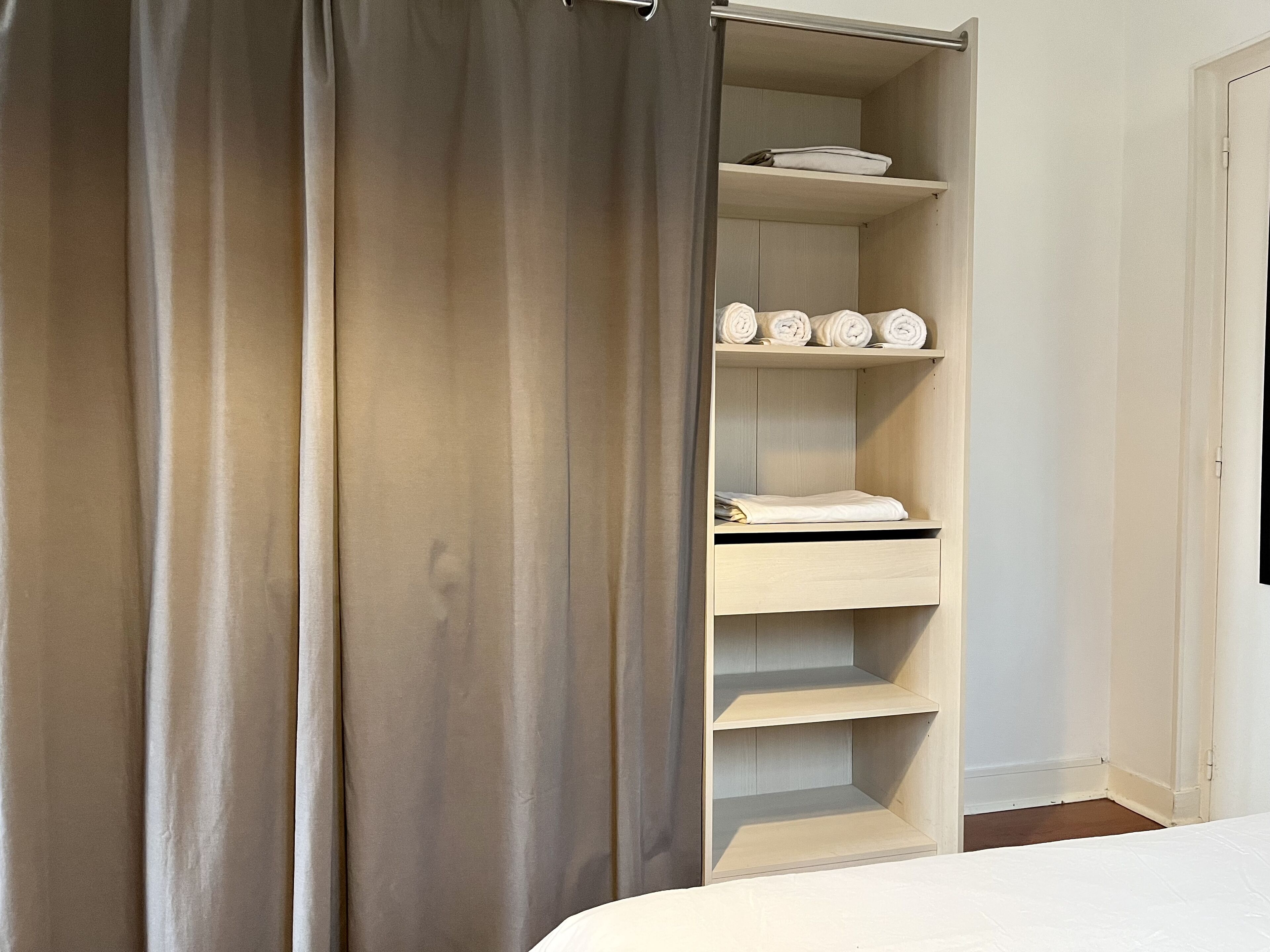 1 bedroom, desk, iron/ironing board, travel crib