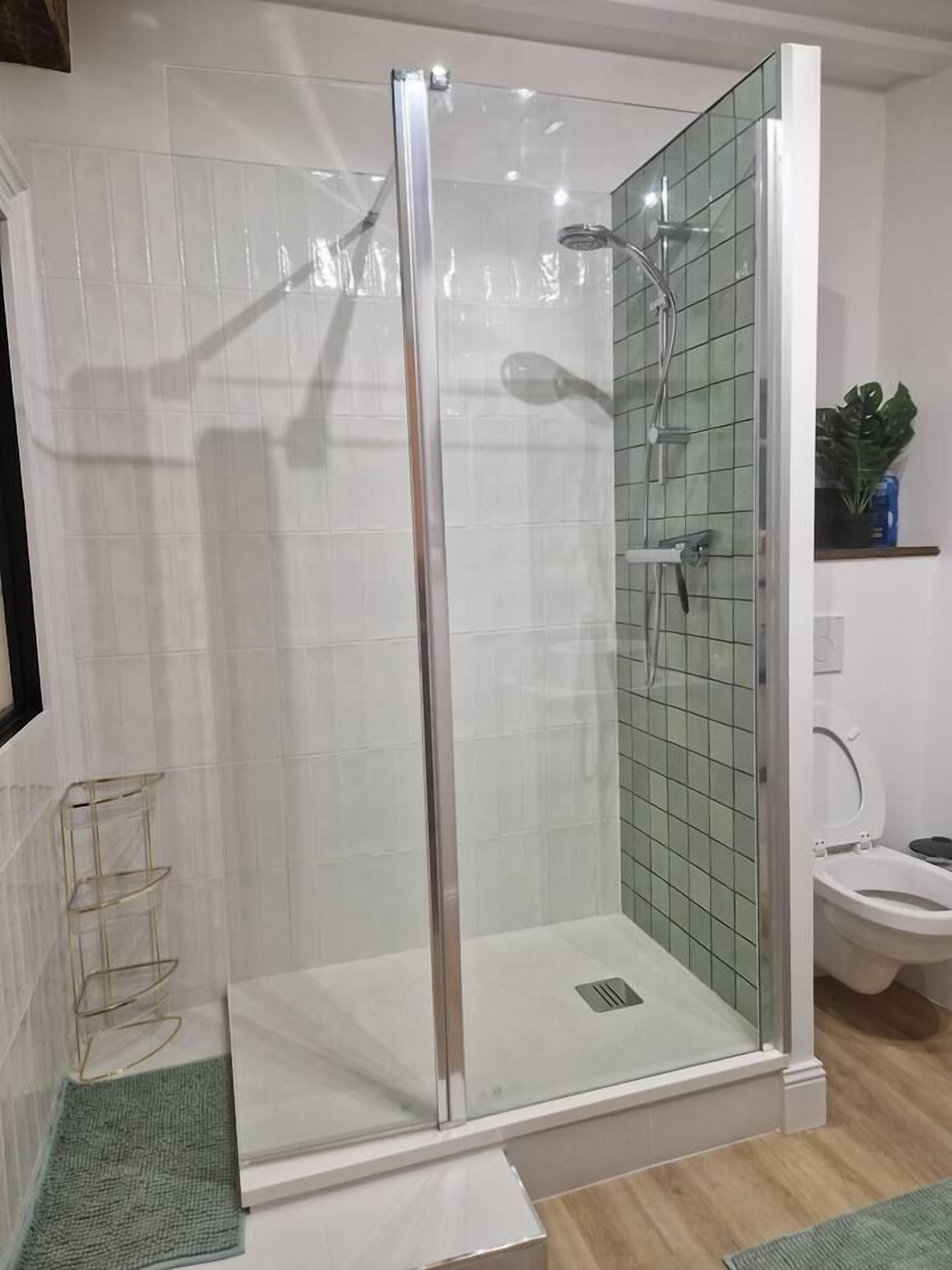 Regadera, secadora de cabello, toallas 