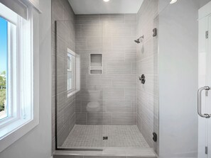 Shower, hair dryer, towels, soap - 5 Bedroom Beachfront Home with Heated Pool! (Port St. Joe)