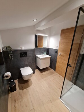 Dusche, Haartrockner, Handtücher