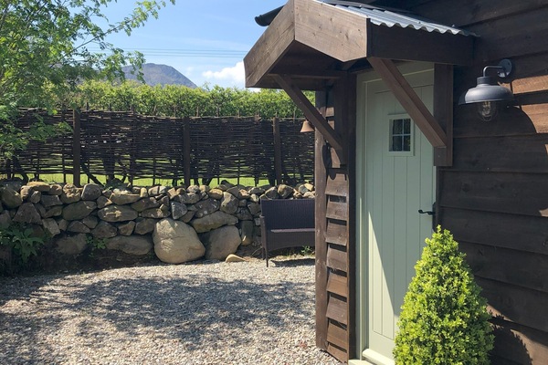 Front door with view to Cader Idris, Wales's second highest mountain