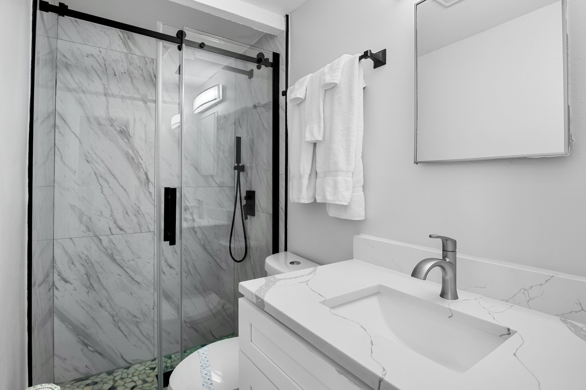 Hair dryer, towels