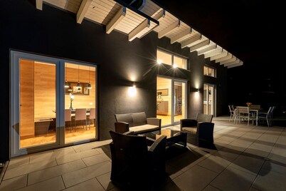 Dream house/private beach 120m², sauna, air conditioning,terrace,garden,barbecue,boat