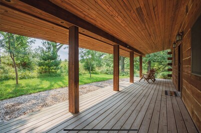 Secluded log cabin at the end of a quiet dead end lane