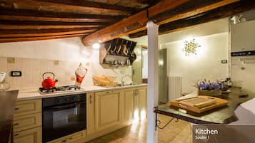 Fridge, oven, dishwasher, coffee/tea maker