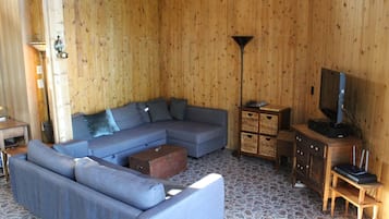 Smart-tv, een dvd-speler, boeken en een filmbibliotheek