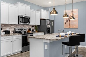 Fridge, microwave, oven, dishwasher